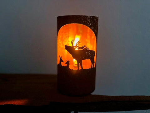 Cylinder fakkel med vildtmotiver