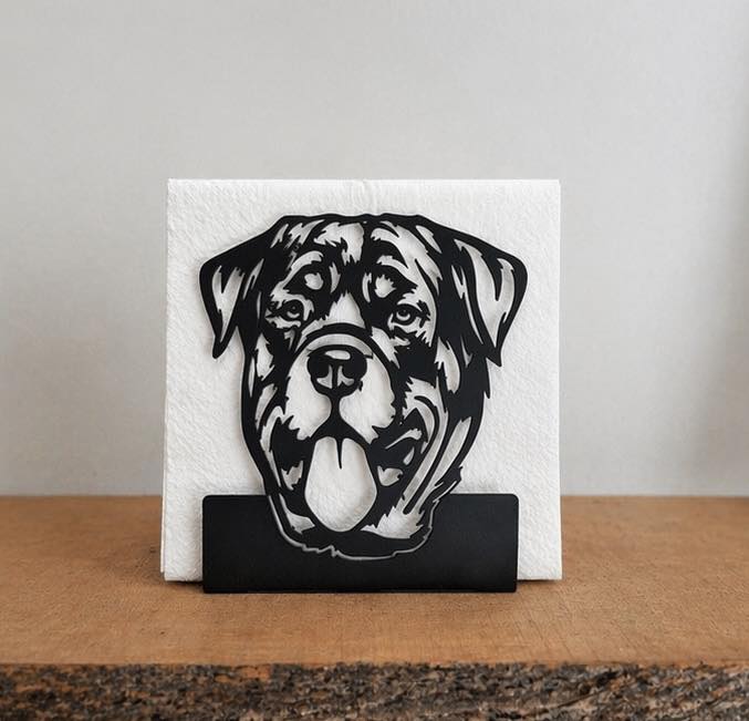 Servietholder med Rottweiler